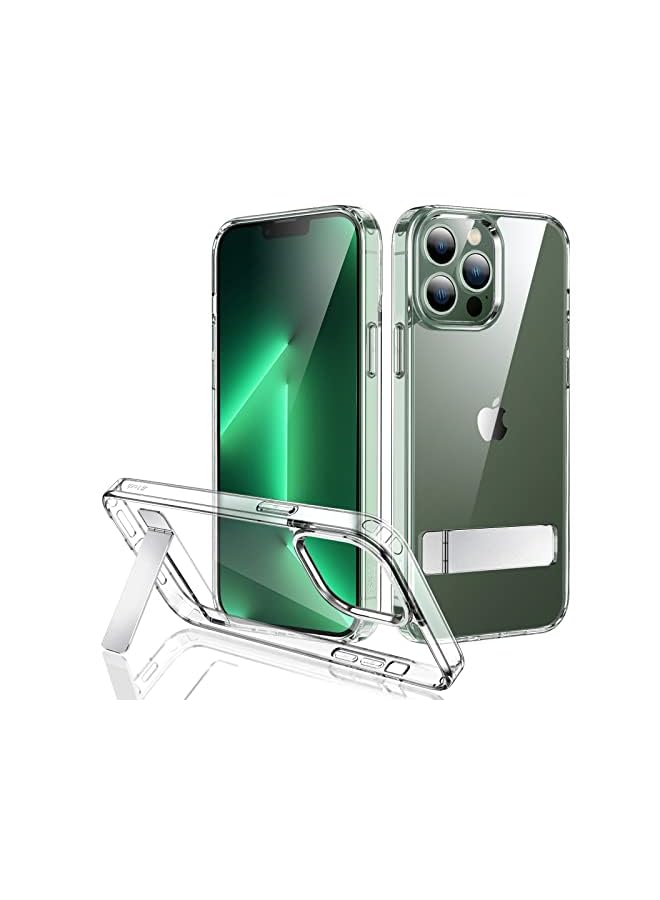 Jetech Kickstand Case For Iphone 13 Pro Max, 6.7-Inch, Support Wireless Charging, Slim Shockproof Bumper Phone Cover, 3-Way Metal Stand (Clear) - Image 2