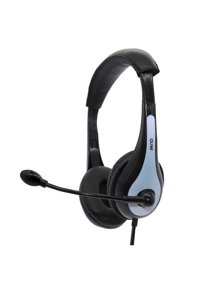 Avid AE-36 Headset in White with Adjustable Boom Microphone for School, Classroom, Education, Testing and Assessment - Image 1
