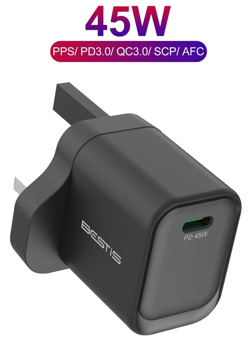 BESTIS 45W GaN USB-C Fast Charger PPS PD 3.0 Wall Charger for Samsung Galaxy S25 S24 Ultra S23 iPhone 16 15 iPad Super Fast Charging for Home Office Travel Daily Use - Image 1