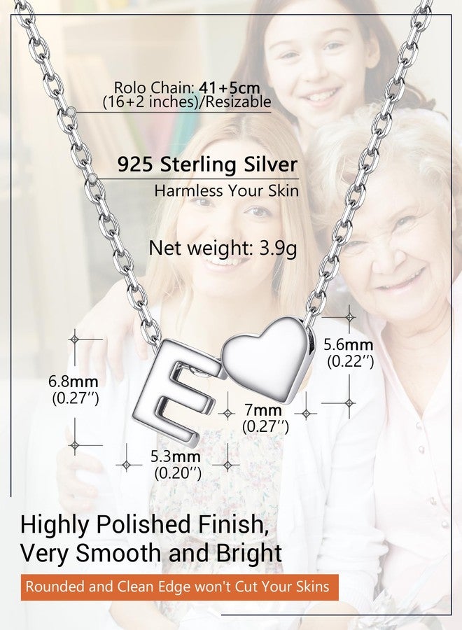 PROSILVER Sterling Silver Heart Initial Necklace for Women Simple - Image 3