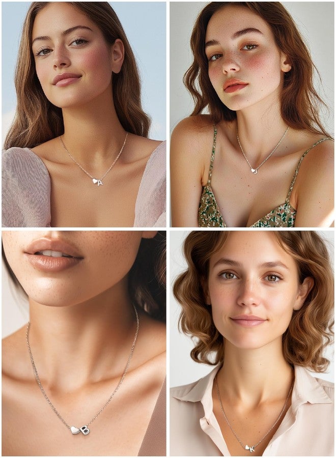 PROSILVER Sterling Silver Heart Initial Necklace for Women Simple - Image 2