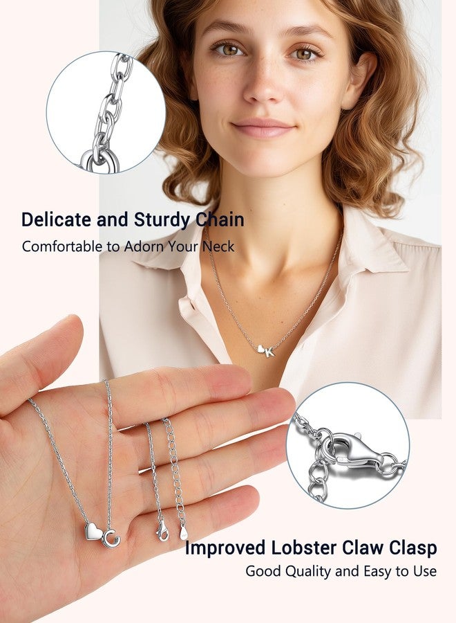 PROSILVER Sterling Silver Heart Initial Necklace for Women Simple - Image 4
