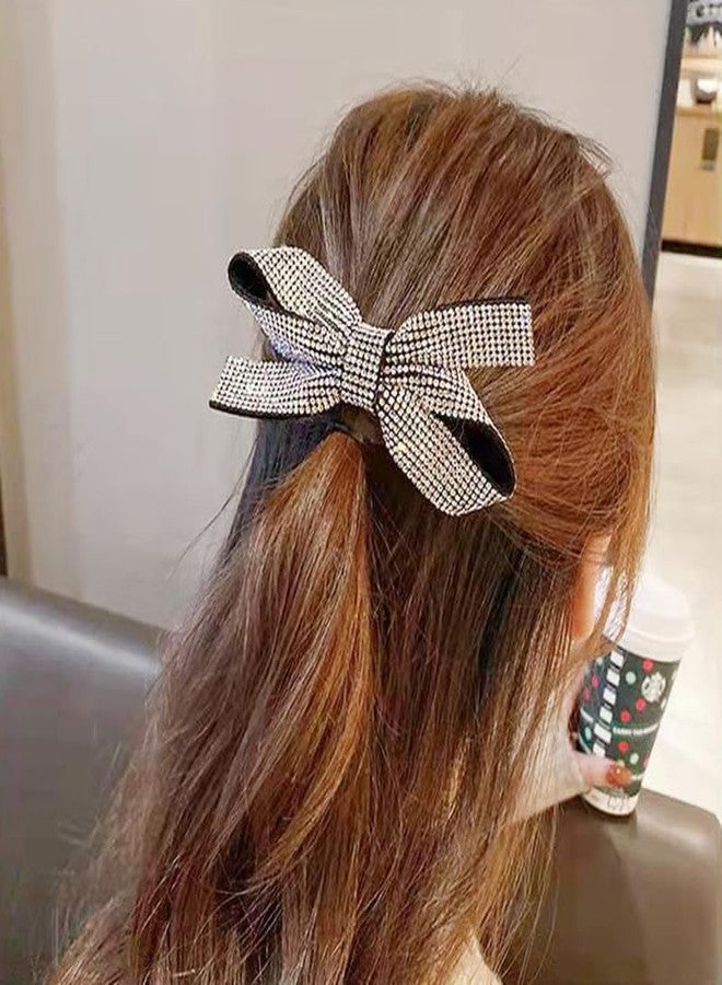 Cerun 1Pcs Luxury Rhinestones Hair Barrettes For Women Girls Sparkly Glitter Crystal Rhinestones Ponytail Holder Hair Bow Clip Bridal Hair Pins Decorative Hair Accessories Christmas Gift - Image 4