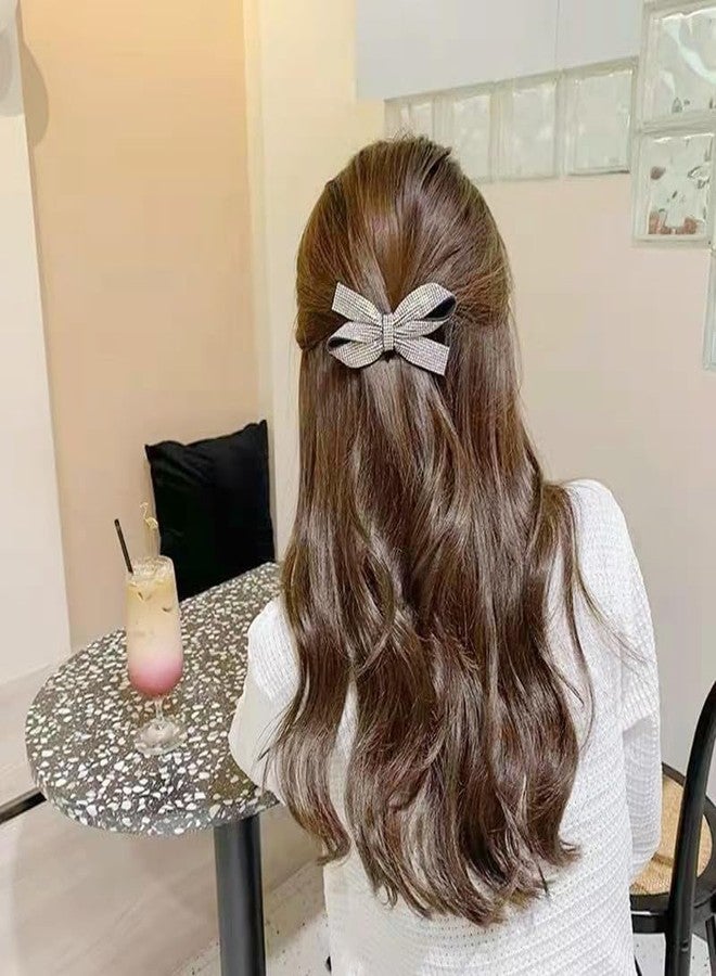 Cerun 1Pcs Luxury Rhinestones Hair Barrettes For Women Girls Sparkly Glitter Crystal Rhinestones Ponytail Holder Hair Bow Clip Bridal Hair Pins Decorative Hair Accessories Christmas Gift - Image 1