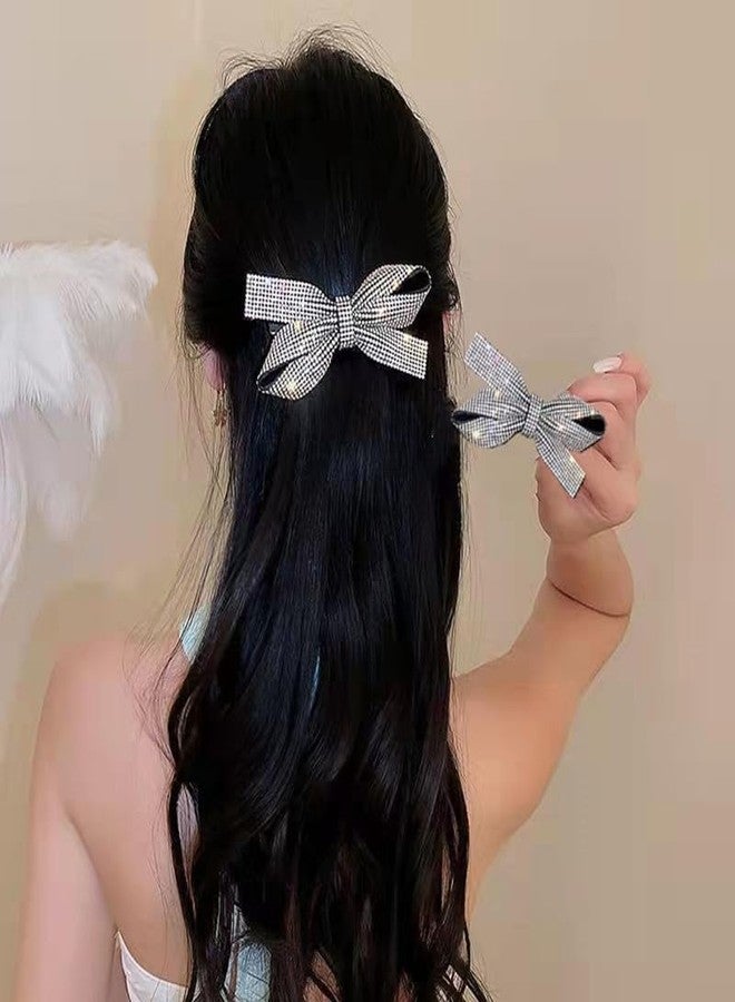 Cerun 1Pcs Luxury Rhinestones Hair Barrettes For Women Girls Sparkly Glitter Crystal Rhinestones Ponytail Holder Hair Bow Clip Bridal Hair Pins Decorative Hair Accessories Christmas Gift - Image 3
