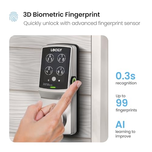 Lockly Secure Plus, Keyless Entry Door Lock, Smart Locks for Front Door, Smart Lock Deadbolt, PIN Genie® Keypad, 3D Biometric Fingerprint Sensor, Auto Lock Smart Door Lock - Image 3