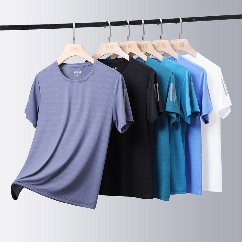 Short-Sleeved Ice Silk T-Shirt For Men In Summer Outdoor Sports Fitness Breathable Quick-Drying Short-Sleeved T-Shirt For Men And Women Couple Wear - Image 3
