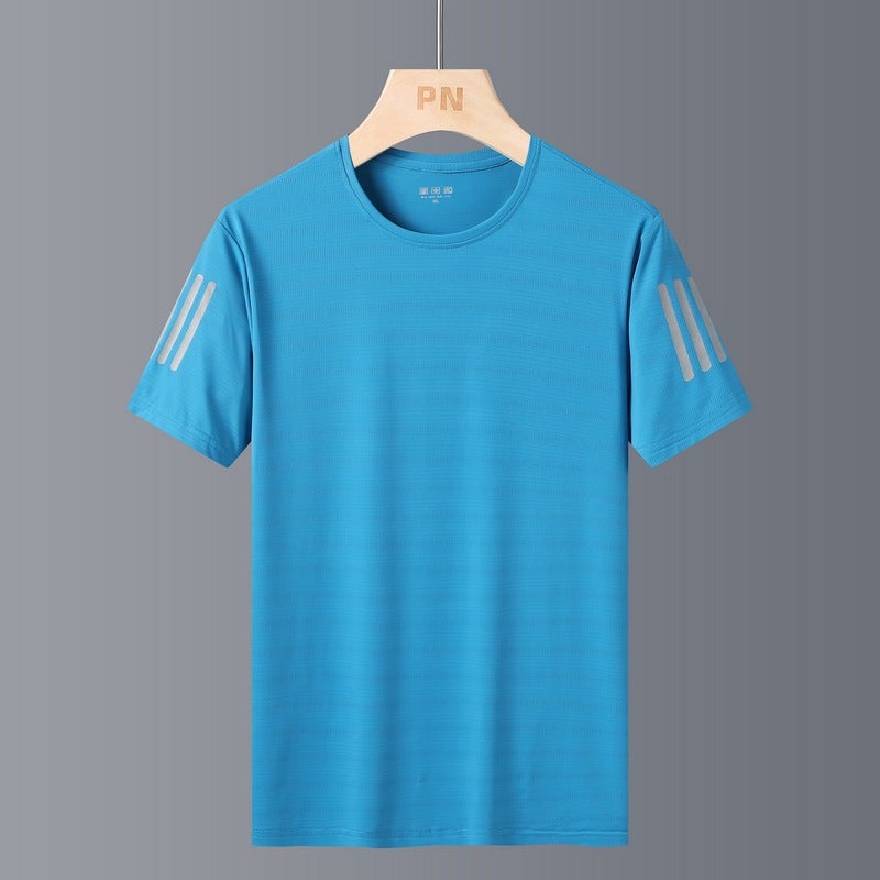 Short-Sleeved Ice Silk T-Shirt For Men In Summer Outdoor Sports Fitness Breathable Quick-Drying Short-Sleeved T-Shirt For Men And Women Couple Wear - Image 1