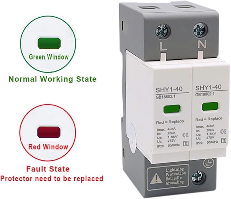 AC Surge Protection 2P 4P 10〜20KA 20〜40KA 30KA〜60KA House Lightning Protector Low-Voltage Arrester Device Printing(2P 275V,10-20KA) - Image 3