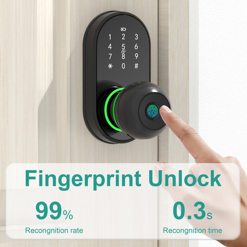 Linkthai Smart Door Lock Keyless Entry Door Lock with Knob, Keypad Fingerprint Door Lock with Handle, Electronic Digital Code for Front Door, App Remote Control, Easy Installation - Image 2