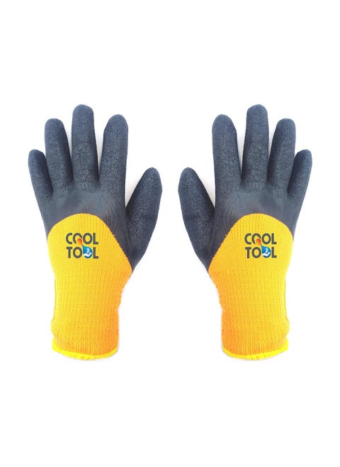 CoolTool Professional Cut ResistantProof Slip Resistance MultiPurpose Reusable Orange Nylon Shell With Black Crinkle Finish Latex Coating Gloves Black Orange 1 Pair Pack of 1