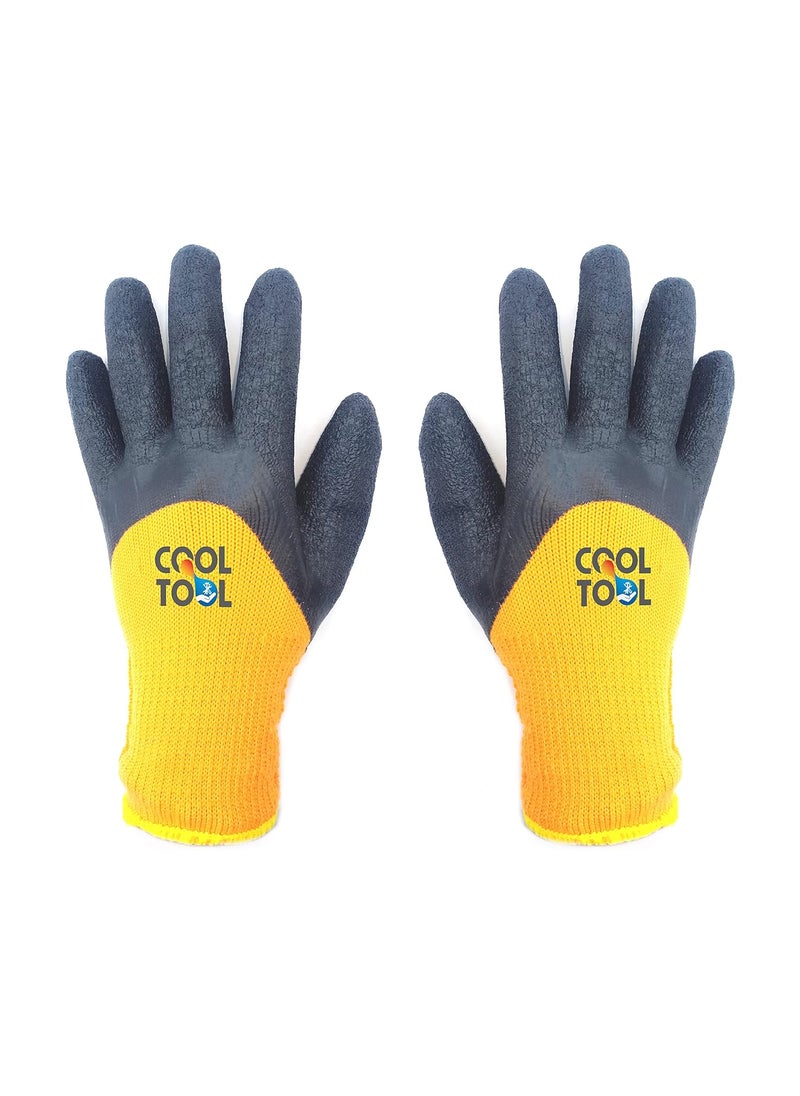 CoolTool - CoolTool Professional Cut ResistantProof Slip Resistance MultiPurpose Reusable Orange Nylon Shell With Black Crinkle Finish Latex Coating Gloves Black Orange 1 Pair Pack of 1 - Image 1