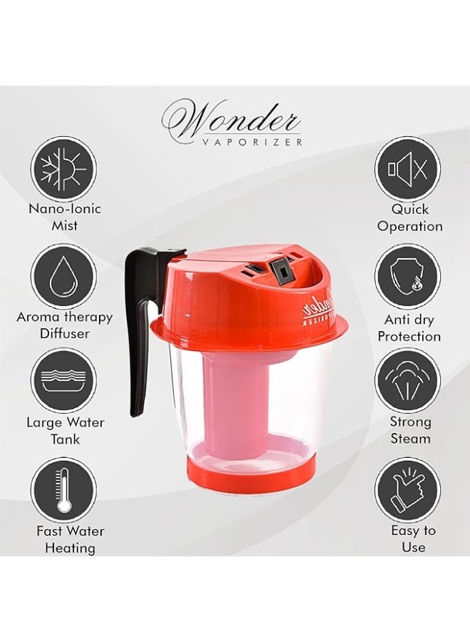 وندر جهاز تبخير بلاستيكي احترافي من WONDER Steam Inhaler، لون أحمر - Image 5