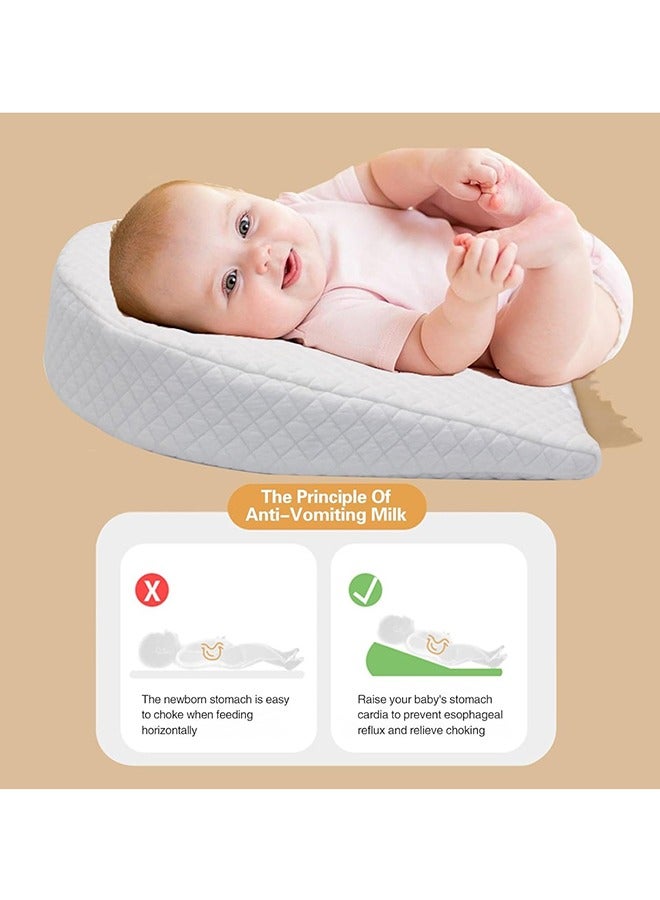 Baby Wedge Pillow Baby Anti-vomiting Pillows Soft Round Crib Wedge Pillow With Washable Cover 15-Degree Sleeping Nursing Pillow Feeding Pillows for Inflant  - Image 5