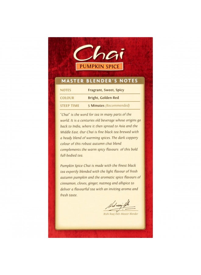 Pumpkin Spice Chai Tea, Caffeinated Black Tea Naturally Flavored With Aromatic Spices And Ginger, Tea Bags Individually Wrapped, 20 Count Ea (Pack Of 2)