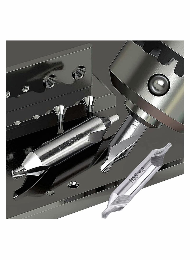 Combined Center Drill Bit Set 7 Pieces HSS 60 Degree Countersink Lathe Mill Tooling 1.0 1.5 2.0 2.5 3.0 4.0 5.0mm for Positioning and Chamfering of Wood Metal Alloys - Image 4