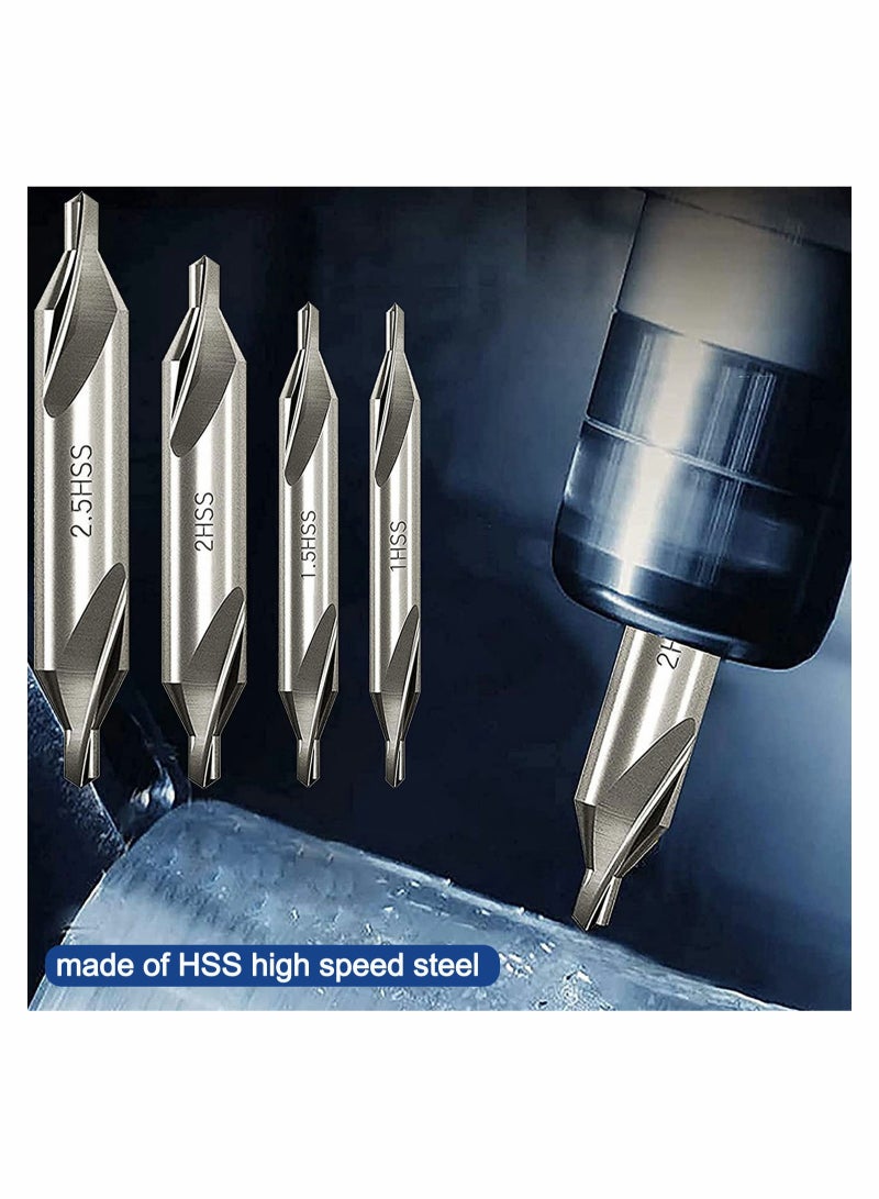 Combined Center Drill Bit Set 7 Pieces HSS 60 Degree Countersink Lathe Mill Tooling 1.0 1.5 2.0 2.5 3.0 4.0 5.0mm for Positioning and Chamfering of Wood Metal Alloys - Image 2