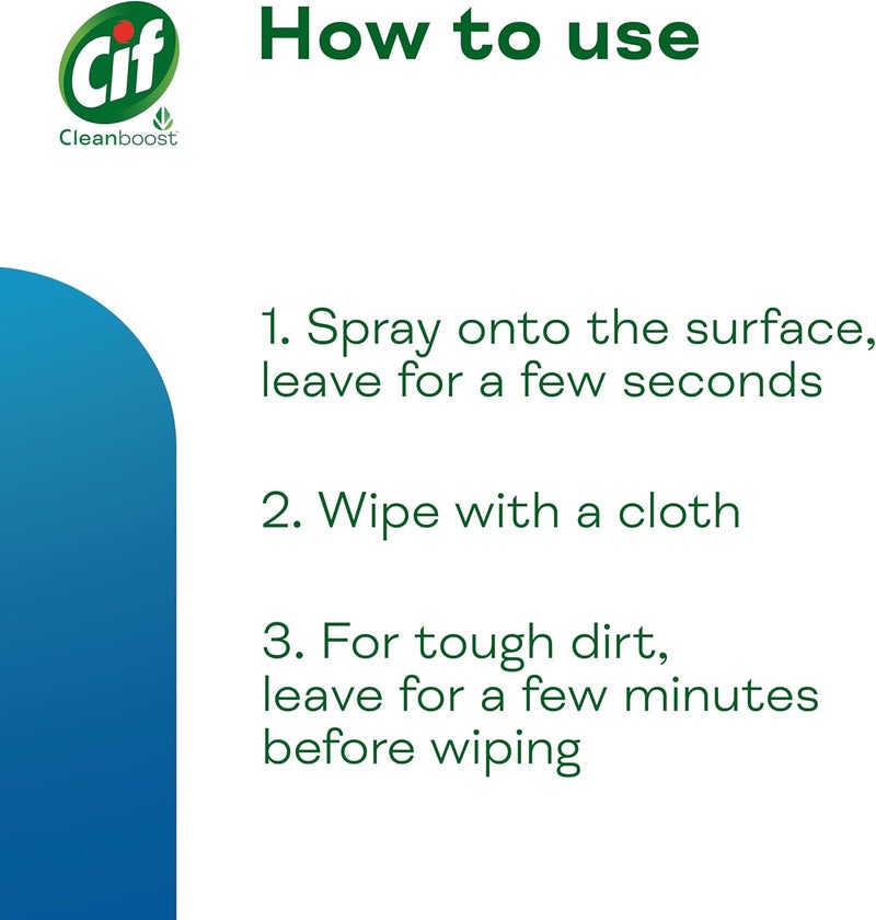 CIF Cleanboost Bathroom Spray 100% grime & limescale removal for cleaning ceramic, chrome, enamel, plastic and stainless-steel surfaces 700 ml - Image 4