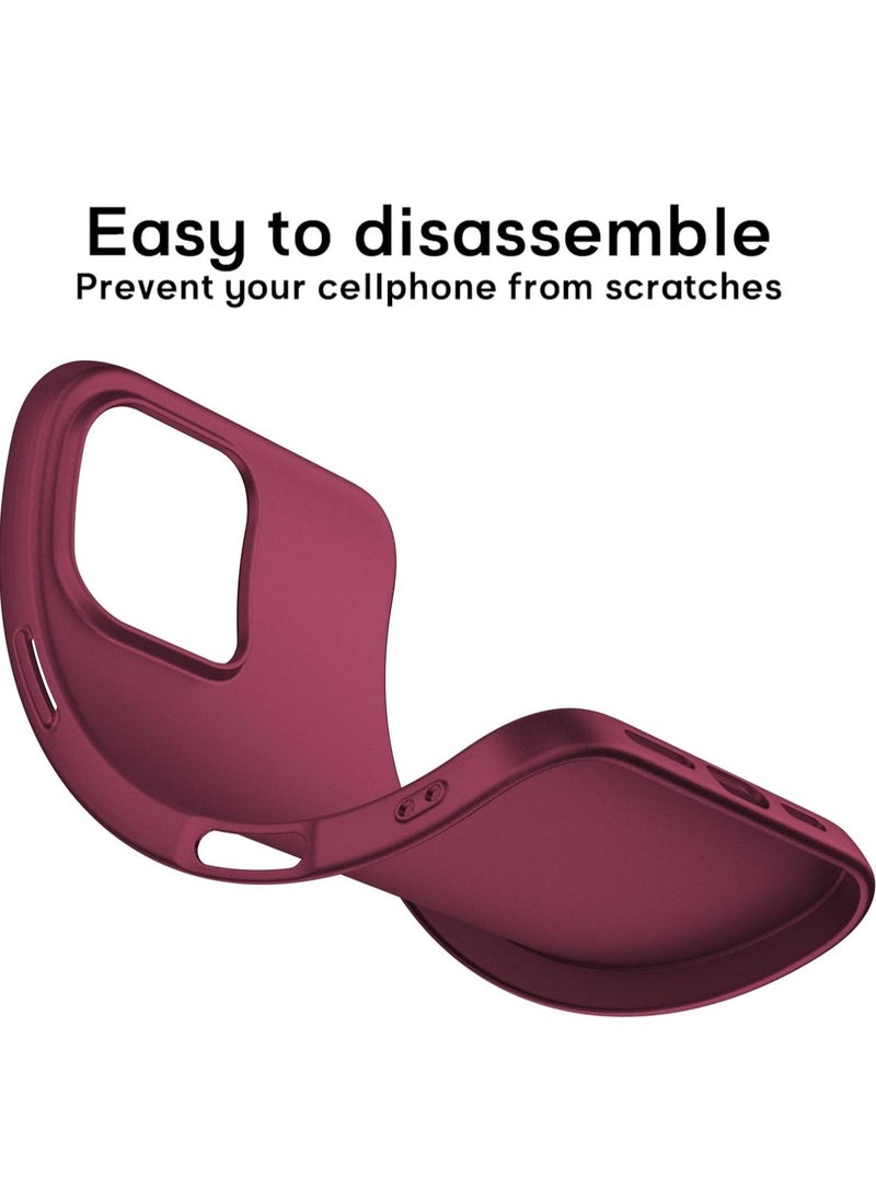 Raxoom iPhone 16 Pro Max Ultra-Thin Matte Wine Red Case â€“ Soft Touch Cover with Camera Lens and Screen Protectors, Anti-Scratch Shockproof Slim Design - Image 5
