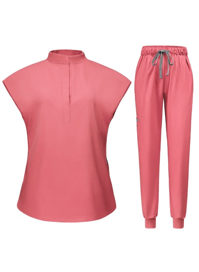 NIBEMINENT Scrubs  Jogger Scrub Sets Women Solid Color Breathable Work Clothes Lab Coat Uniform Hospital Doctor Work Wear - Image 1