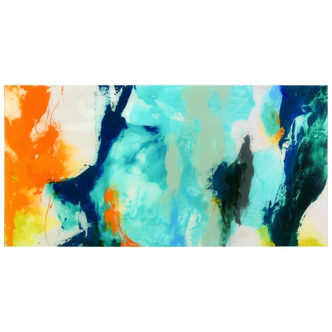 TIDAL ABSTRACT 2 FRAMELESS FREE FLOATING TEMPERED GLASS PANEL GRAPHIC WALL ART 48 X 24 X 02 READY TO HANG