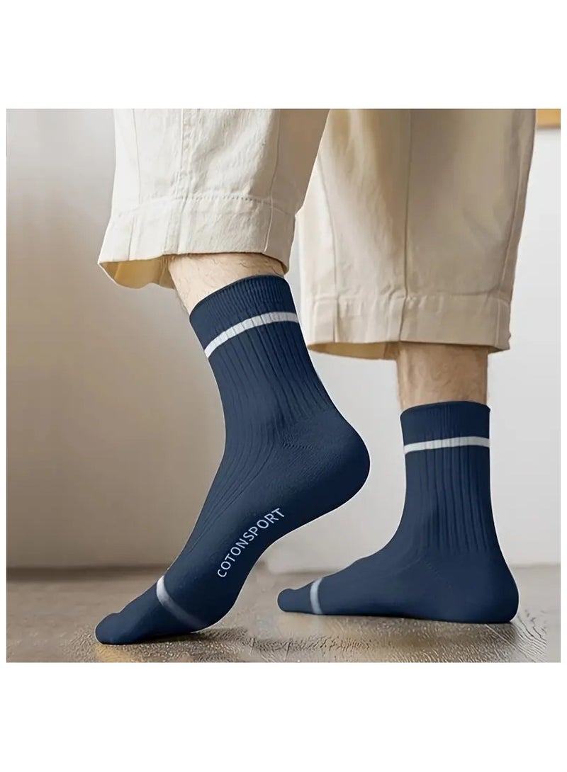 5 Pairs Men's Solid Skin-friendly Compression Simple Anklets Socks, Sports Socks For Autumn Winter - Image 2