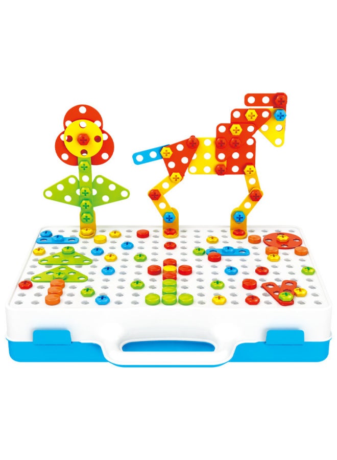 لعبة أحجية الصور المقطوعة المثقاب الكهربائي للأطفال، لغز لولبي يدوي الصنع، مجموعة صواميل مبكرة، مكعبات بناء مفككة - اللون: 251CPS(237) نسخة إنجليزية ستيريو - Image 3