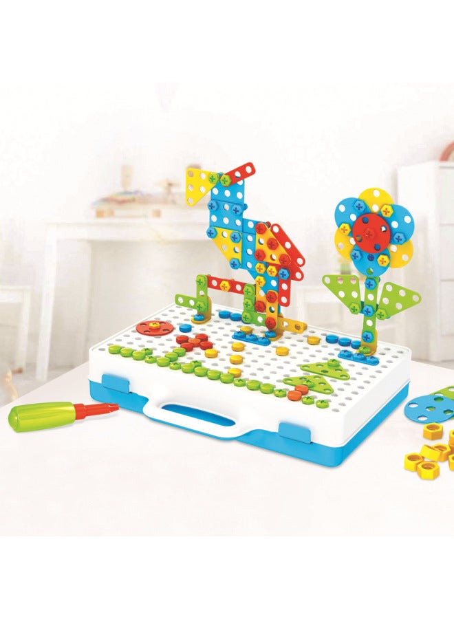 لعبة أحجية الصور المقطوعة المثقاب الكهربائي للأطفال، لغز لولبي يدوي الصنع، مجموعة صواميل مبكرة، مكعبات بناء مفككة - اللون: 251CPS(237) نسخة إنجليزية ستيريو - Image 4