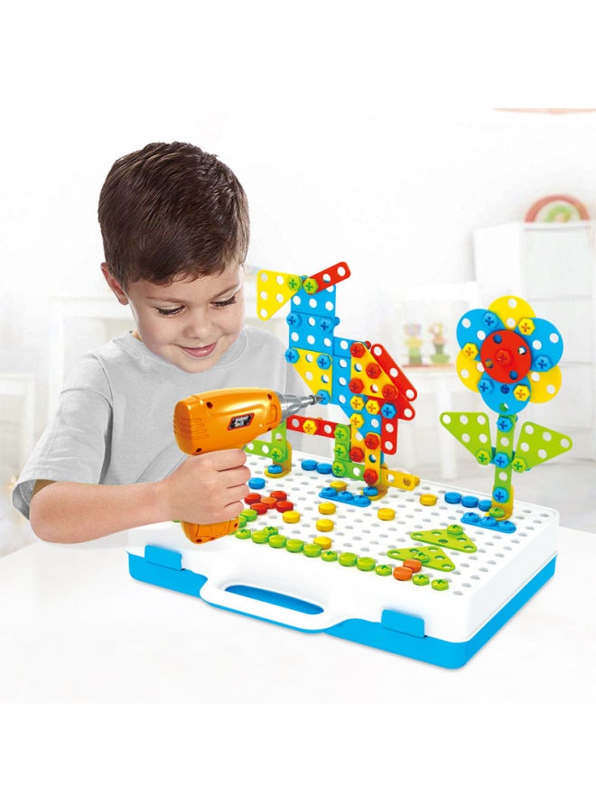 لعبة أحجية الصور المقطوعة المثقاب الكهربائي للأطفال، لغز لولبي يدوي الصنع، مجموعة صواميل مبكرة، مكعبات بناء مفككة - اللون: 251CPS(237) نسخة إنجليزية ستيريو - Image 2