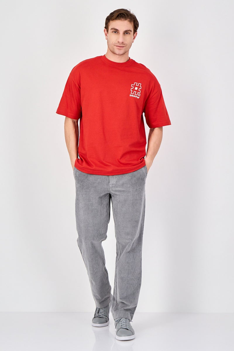 Ketch Men Crew Neck Short Sleeve Graphic Print T-Shirt, Red - Image 4