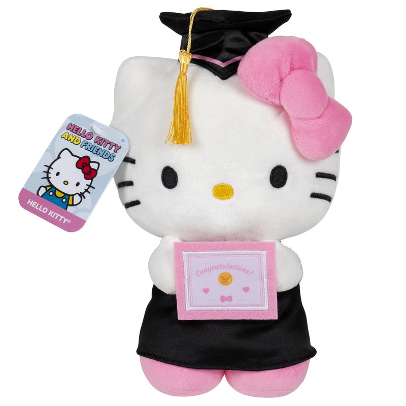 Jazwares Hello Kitty and Friends, 8-Inch Graduation Hello Kitty Plush - Officially Licensed Sanrio Product from Ages 6+ - Image 1