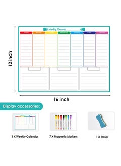 MaxGear Weekly Dry Erase Board For Fridge, Magnetic Calendar Whiteboard Planner For Refrigerator With Stain Resistant Technology, Include 7 Fine Point Markers And 1 Eraser, 16"X12"  - Image 5