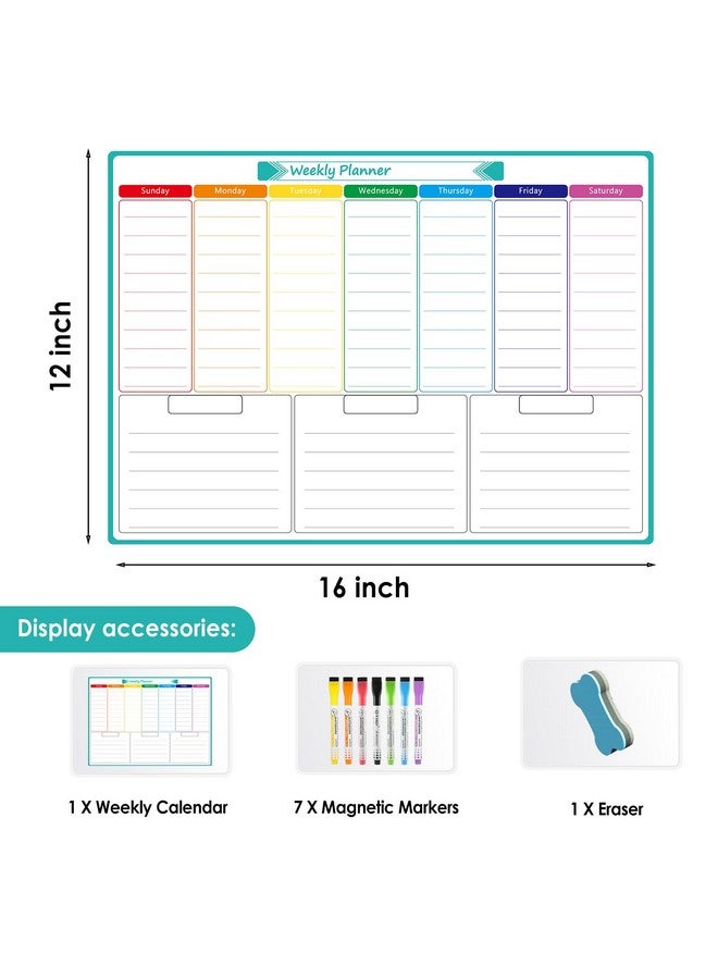 MaxGear Weekly Dry Erase Board For Fridge, Magnetic Calendar Whiteboard Planner For Refrigerator With Stain Resistant Technology, Include 7 Fine Point Markers And 1 Eraser, 16"X12" - Image 5