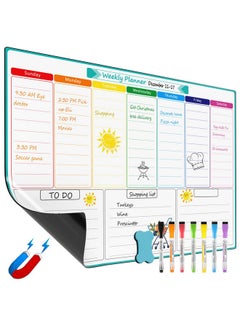 MaxGear Weekly Dry Erase Board For Fridge, Magnetic Calendar Whiteboard Planner For Refrigerator With Stain Resistant Technology, Include 7 Fine Point Markers And 1 Eraser, 16"X12"  - Image 1