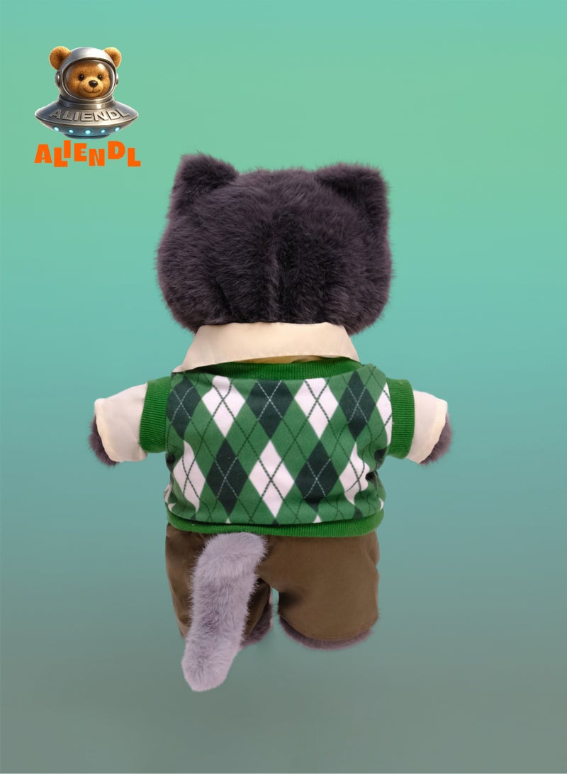 ALIENDL Sassy Cat – Plush Cat Stuffed Animal Toy for Baby Kids, Soft Cute Sassy Cat Plush Doll Gift Set with Removable Clothes & Pouch, Perfect Gift for Kids, Friends & Couples - Image 4