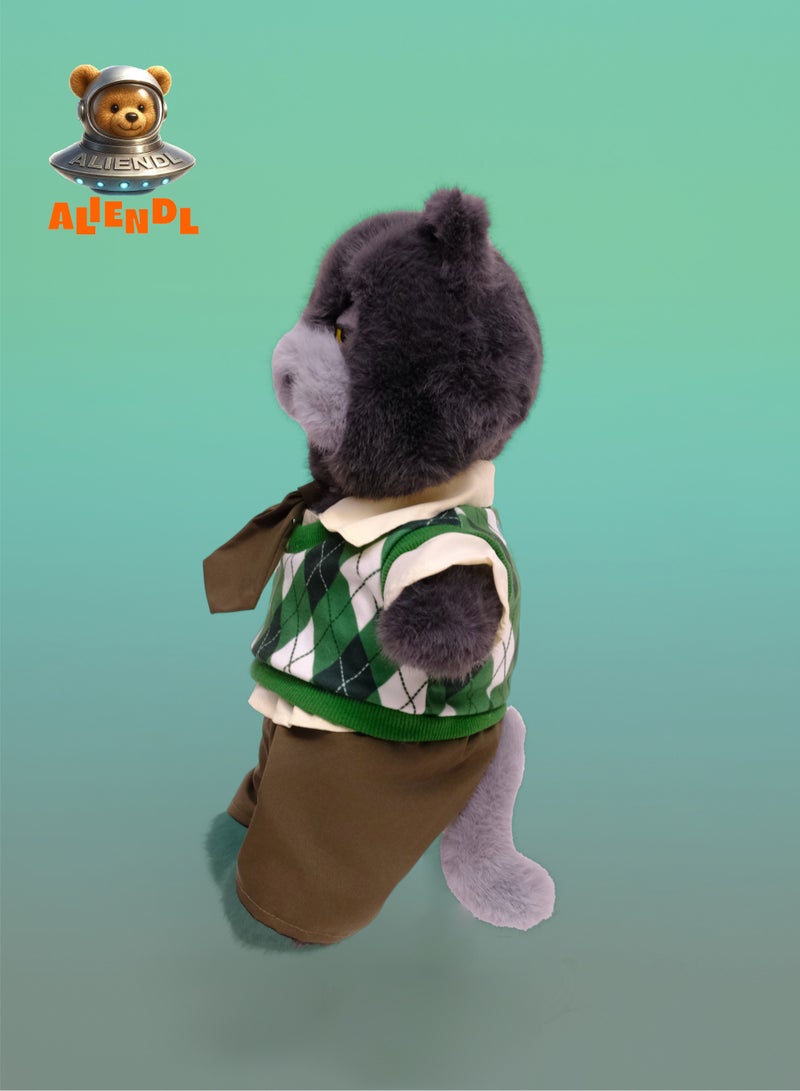 ALIENDL Sassy Cat – Plush Cat Stuffed Animal Toy for Baby Kids, Soft Cute Sassy Cat Plush Doll Gift Set with Removable Clothes & Pouch, Perfect Gift for Kids, Friends & Couples - Image 3