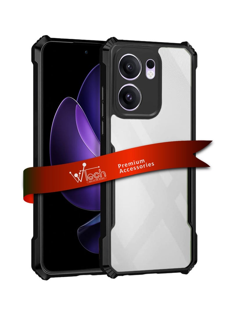 Wtech Oppo Reno13 F 5G 2025 Hybrid TPU Silicone with Raised Armour Bumpers Slim Case Cover - Black - Image 1