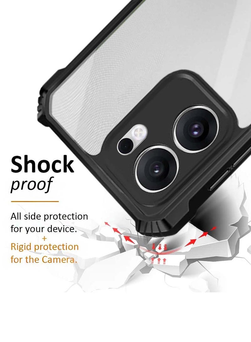 Wtech Oppo Reno13 F 5G 2025 Hybrid TPU Silicone with Raised Armour Bumpers Slim Case Cover - Black - Image 4