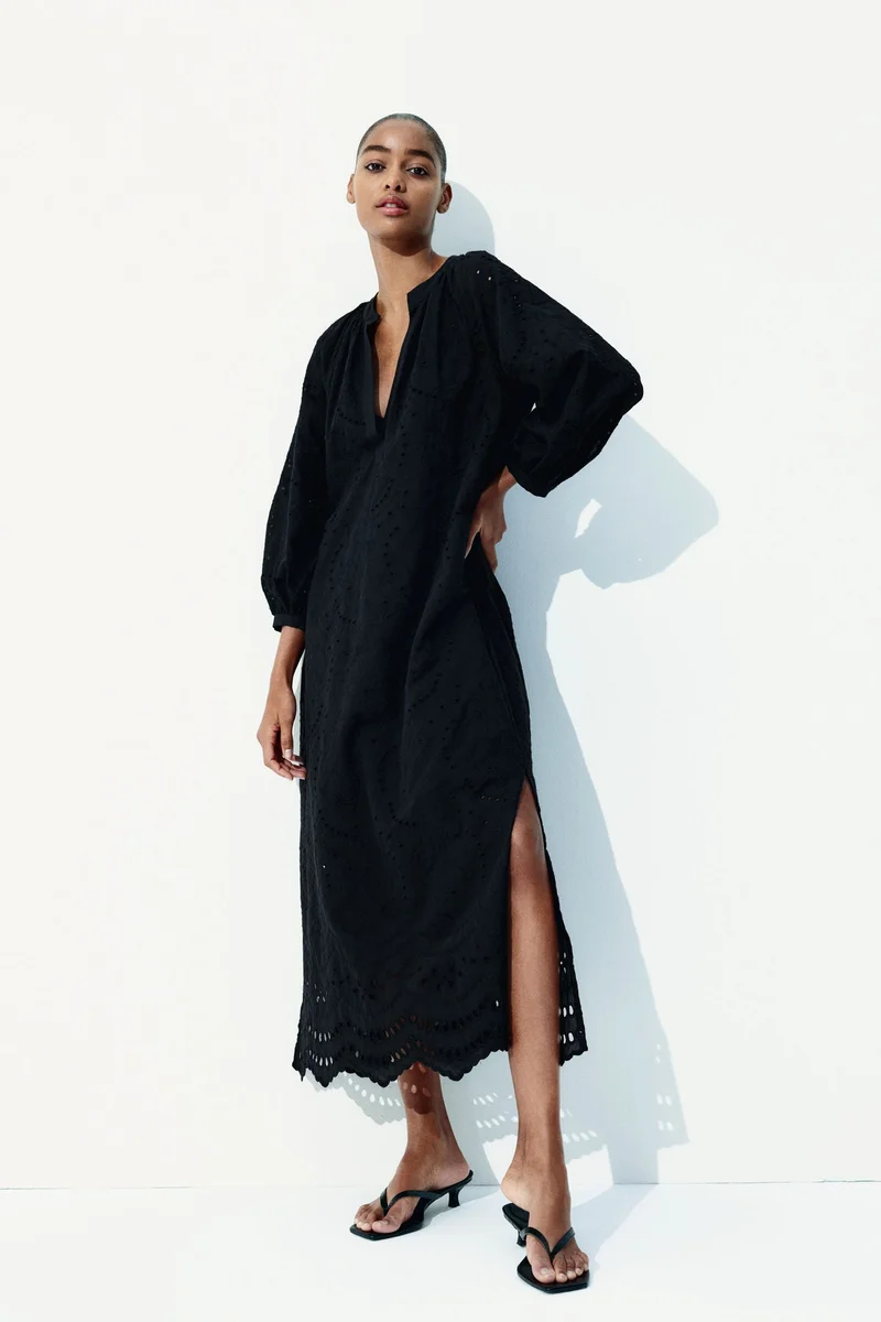 H&M Broderie anglaise tie-belt dress