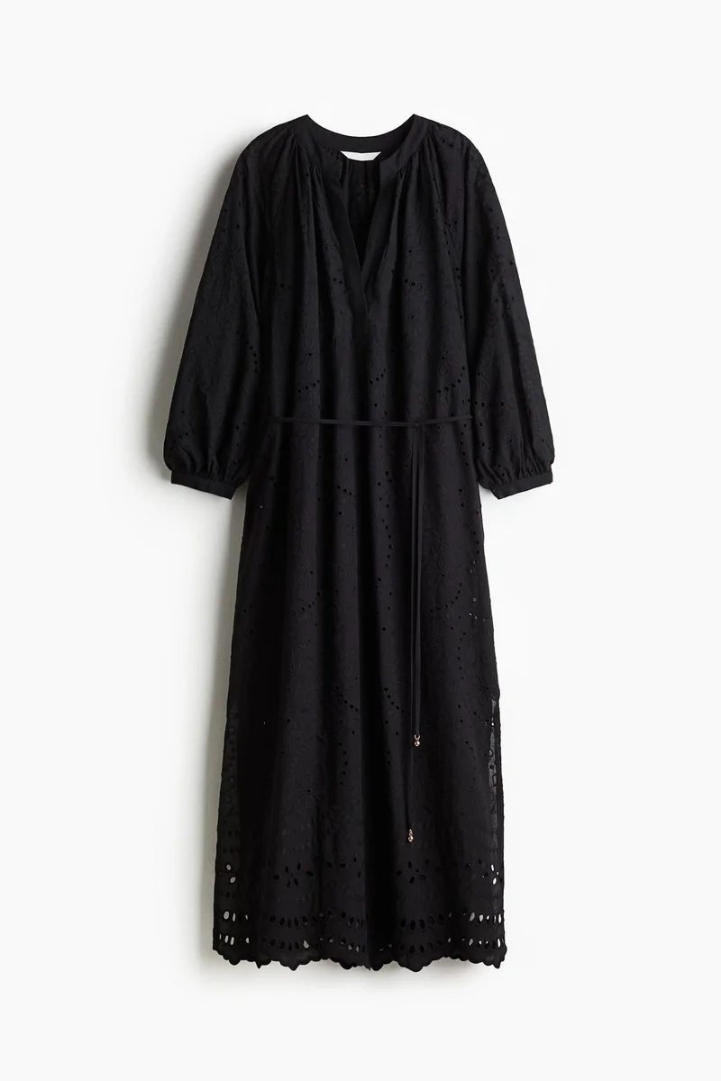 H&M Broderie anglaise tie-belt dress