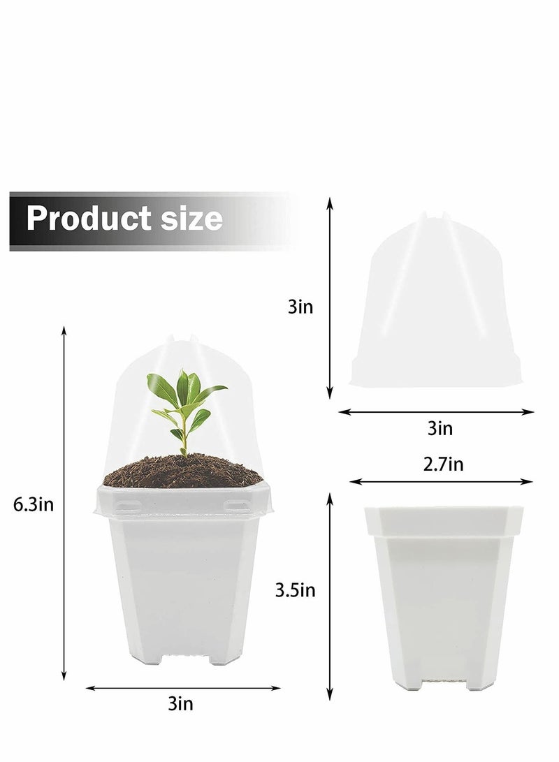 NIBEMINENT 10PCS Small Plant Nursery Pots with Humidity Dome-Plastic Gardening Pot Container-Seed Starting Drain Holes for Seedlings/Vegetables/Succulents/Cuttings - Image 2