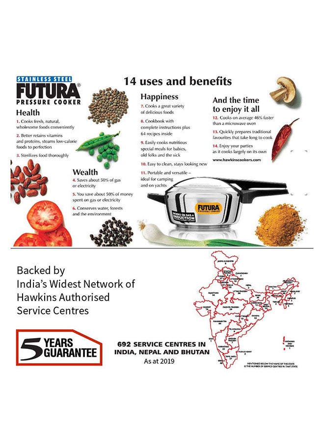 Hawkins 4Liters Futura Stainless Steel  Pressure Cooker, Inner Lid,  Extra Thick Induction Compatible Base(FSS40), Silver Silver - Image 3