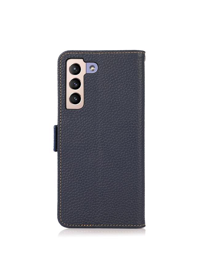 S-TOP Case For Samsung Galaxy S23 5G KHAZNEH Side-Magnetic Litchi Genuine Leather RFID Phone Case - Image 3