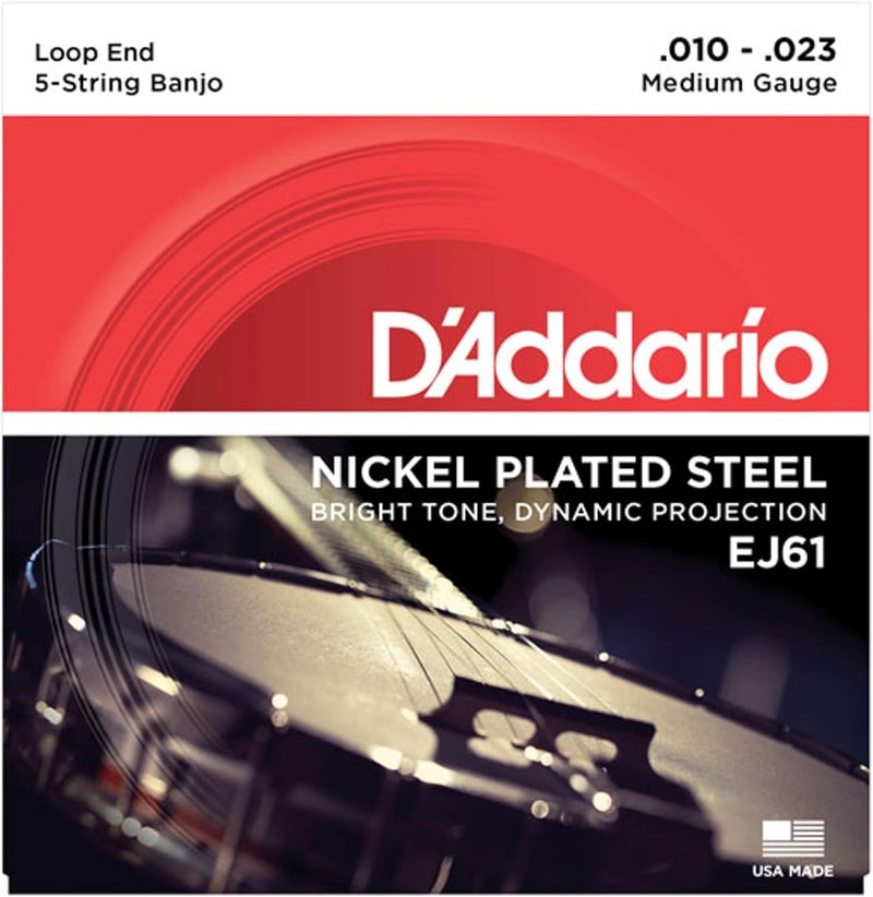 D'Addario EJ61 5-String Banjo Nickel - Medium Gauge Strings - Image 1
