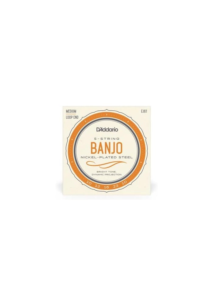 D'Addario EJ61 5-String Banjo Nickel - Medium Gauge Strings - Image 5