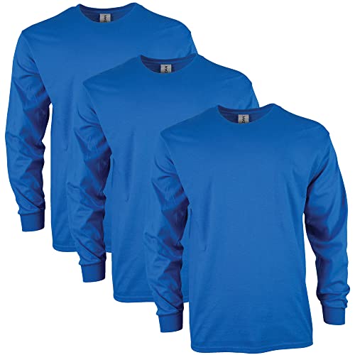 Gildan Mens Ultra Cotton Long Sleeve TShirt Style G2400 Multipack Royal 3Pack Large - Image 1