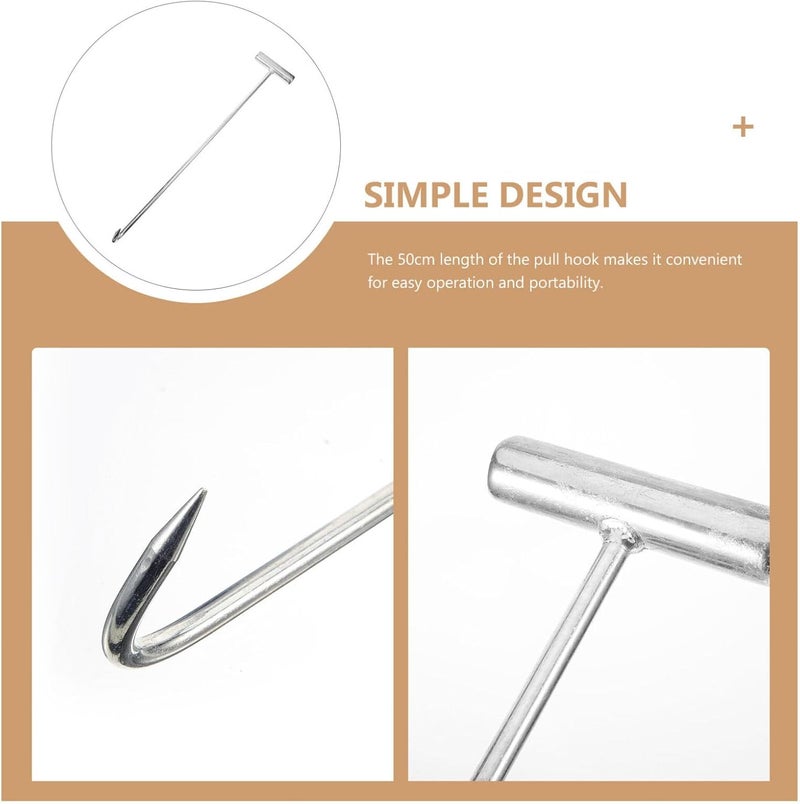 JECOMPRIS Rolling Shutter Door Hook Heavy Duty T-Shaped Metal Hook 19.7 Inch Rust Resistant Manhole Cover Lifter for Home and Industrial Use - Image 2