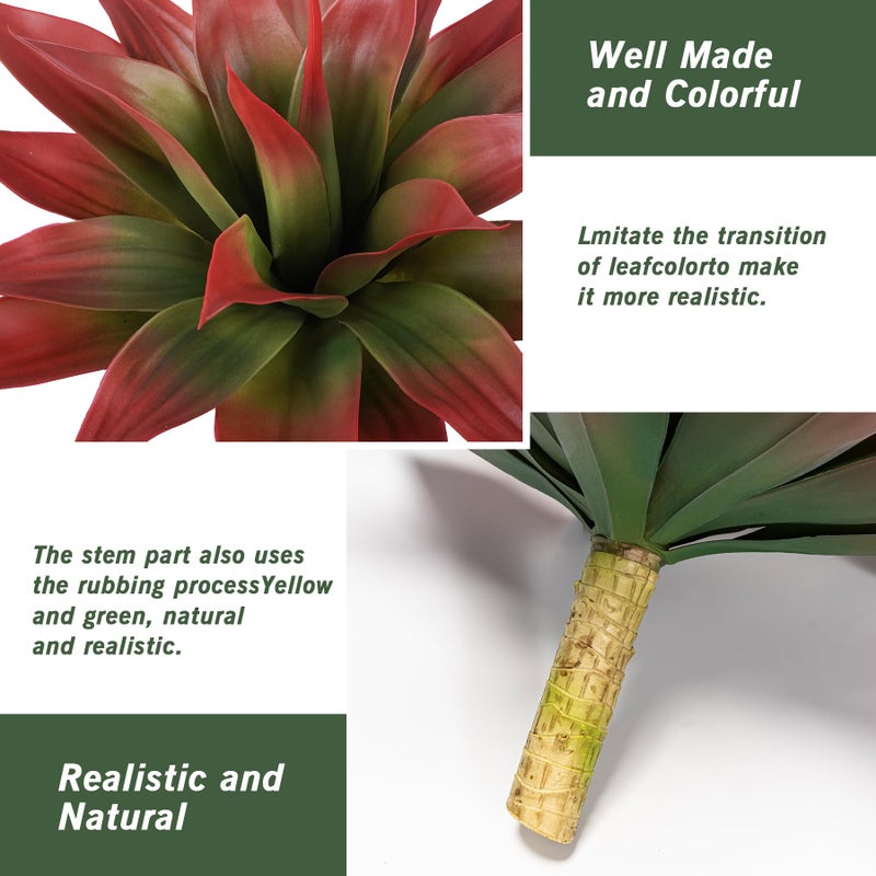 Ttranewsoo Artificial Agave Plants,Large UV Resistant Fake Agave Planters for Indoor and Outdoor Decorating Tropical Plant Succulents Greenery Indoor Decor (2Pack,22" Red) - Image 4