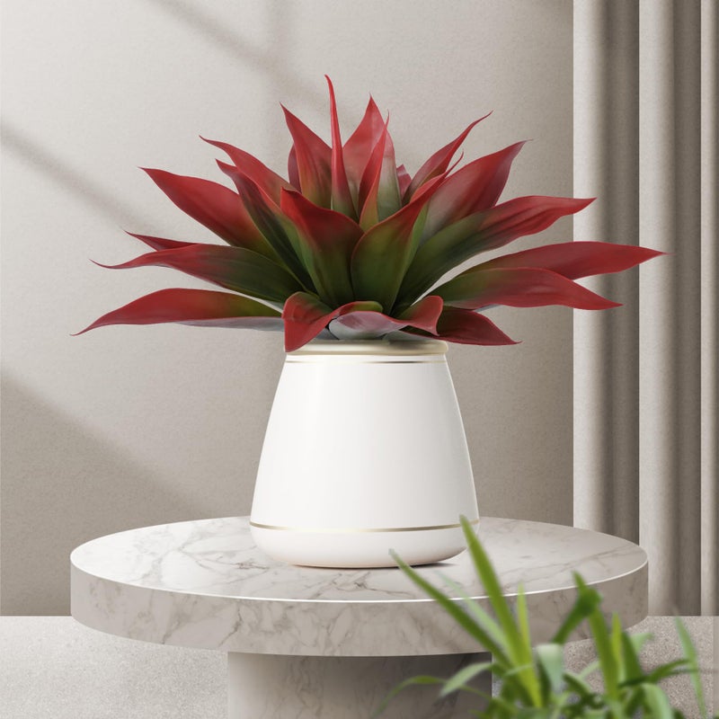 Ttranewsoo Artificial Agave Plants,Large UV Resistant Fake Agave Planters for Indoor and Outdoor Decorating Tropical Plant Succulents Greenery Indoor Decor (2Pack,22" Red) - Image 3