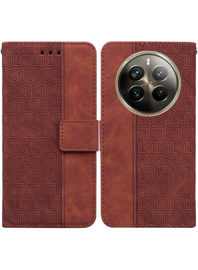 S-TOP Case For Realme 12 Pro+ Global Geometric Embossed Leather Phone Case - Image 1
